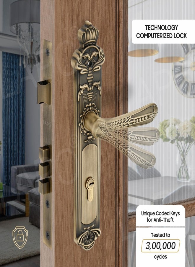 LAPO قفل باب نقر فاخر من الزنك من لابو - طقم قفل شديد التحمل مع جسم القفل والأسطوانة، مفتاح أحادي الجانب، 3 مفاتيح مرفقة، مثالي للباب الرئيسي وغرفة النوم وغرفة المعيشة، تشطيب عتيق، ضمان 3 سنوات - Image 3